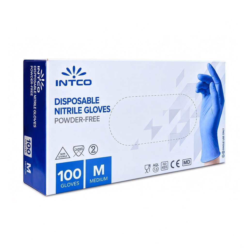 دستکش نیتریل آبی اینتکو - INTCO